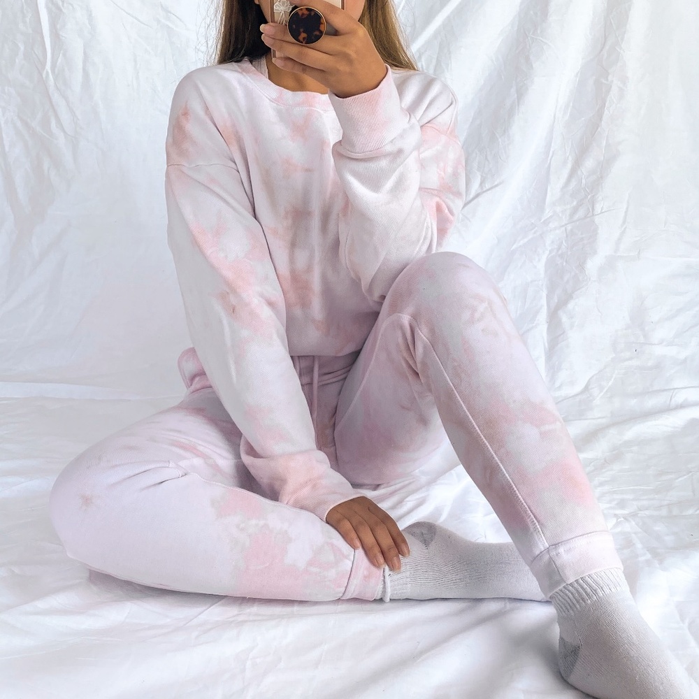 Blush pink tie dye sweatpants